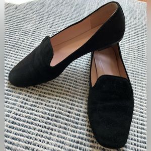 JCrew Black Suede Smoking Flats size 7